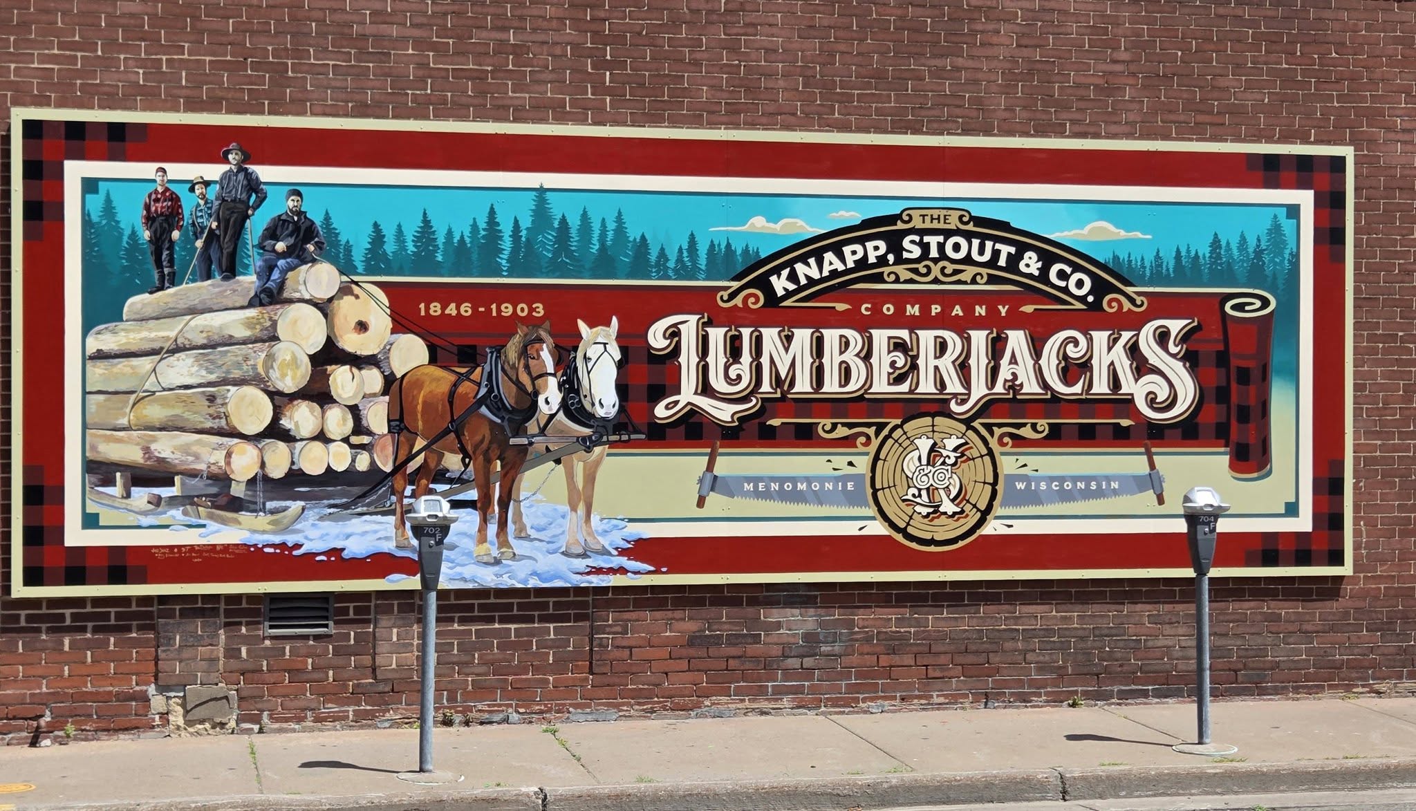 Knapp Stout & Co Company Lumberjacks mural complete