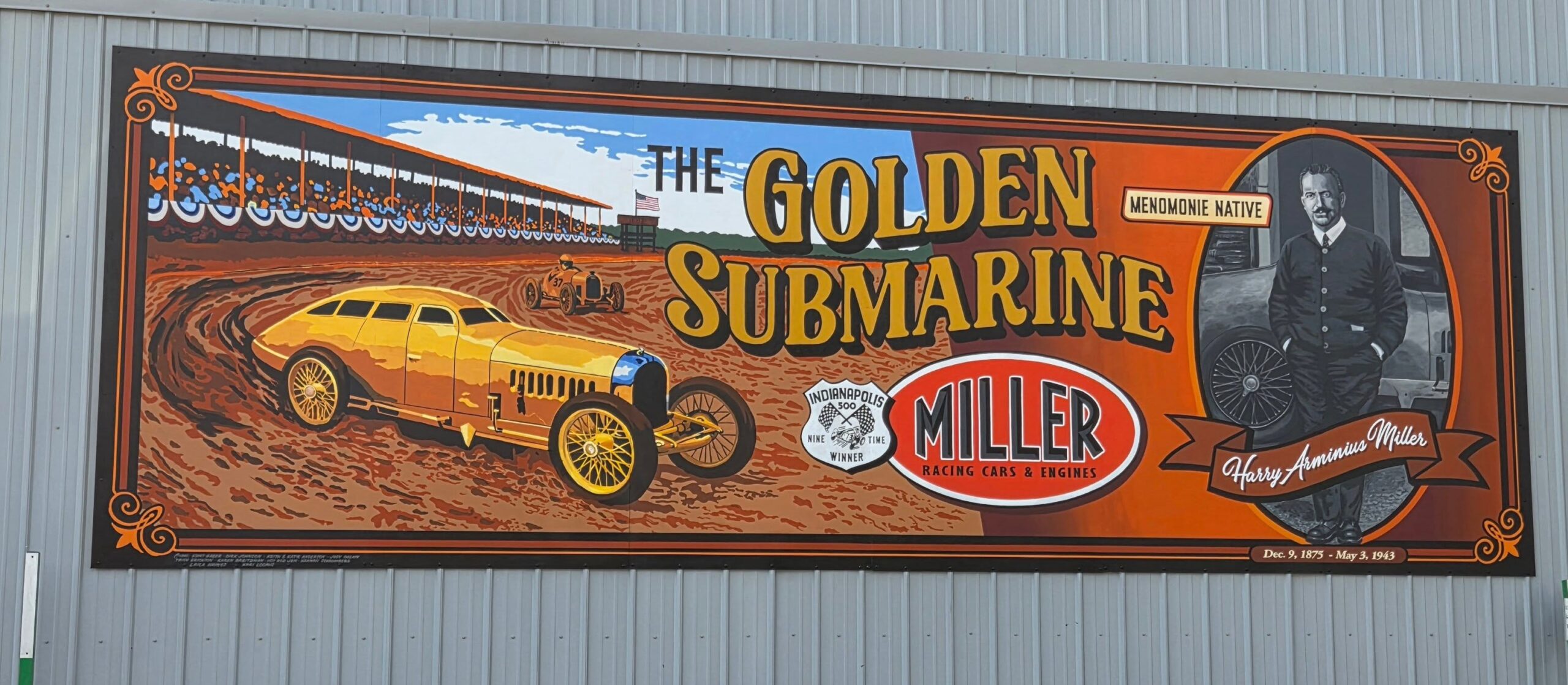 The Golden Submarine Miller Racing Cars mural completed